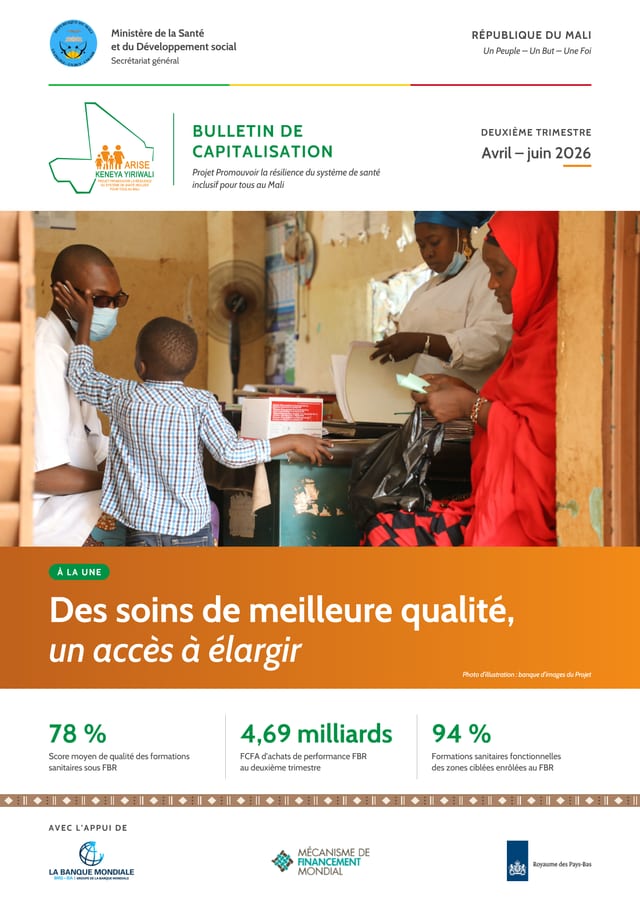 Couverture du Bulletin de capitalisation du deuxième trimestre 2026 (avril – juin 2026) du Projet ARISE/KENEYA YIRIWALI